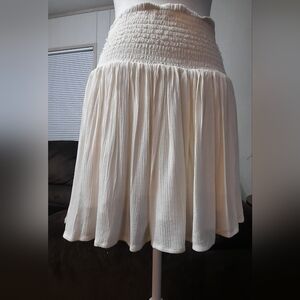 Cream Colored Loose Pleated Light Academia School Girl Y2k Soft Ruffle Skirt